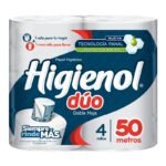 PAPEL HIGIENICO HIGIENOLx4x50MTS DUO DOBLE HOJA