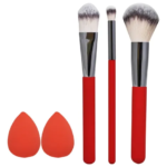 SET MAQUILLAJE BASICO (3 BROCHAS + 2 CISNES) ROJO